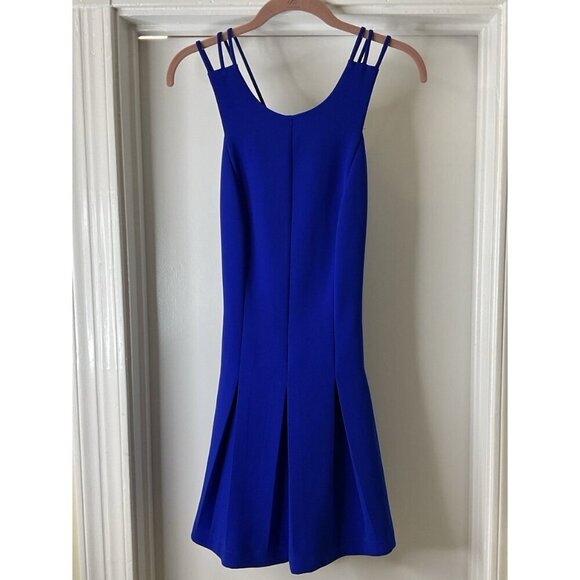Adelyn Rae Pants - Adelyn Rae Electric Blue Criss-Cross Back Sleeveless Romper Mini Dress Size S